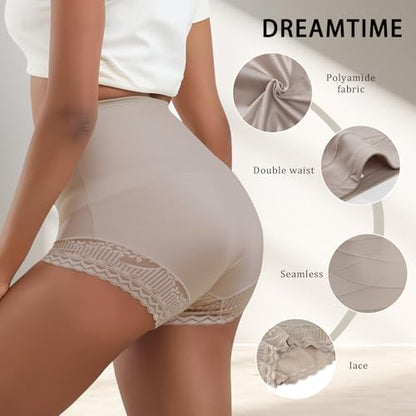 Women Shapewear Tummy Control Underwear High Waisted Girdle Body Shaper Postpartum Stretch Full Coverage - color: Nude Two-piece Set, size: Small
