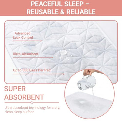 2 Pack Quilted Bed Pads Washable Waterproof 18x24 Inch White - color: White, size: 18"x24"