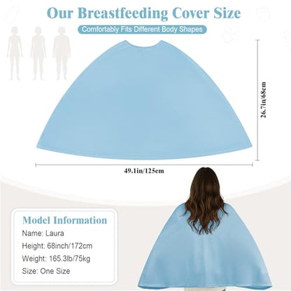 Basumee Nursing Cover for Breastfeeding Breathable Mesh 360 Full Privacy - color: Dusty Blue, size: 1 Pack