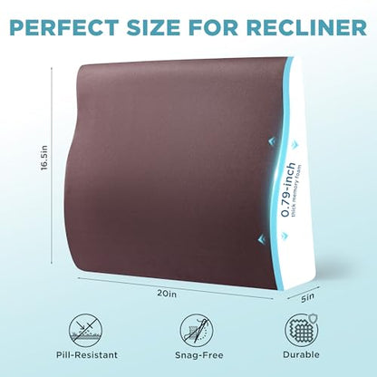 Dual-Layer Memory Foam Lumbar Support Pillow for Recliner, Coffee - color: Coffee