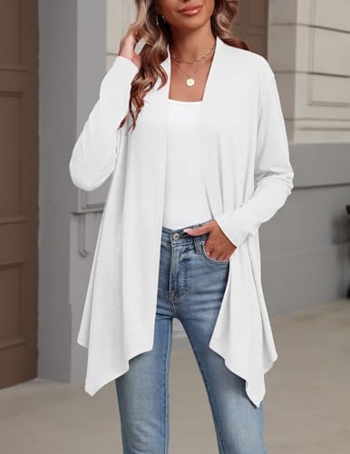 Zeagoo Lightweight Cardigan for Women Long Sleeve Open Front Cardigans - color: A White, size: Medium
