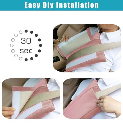 Post Surgery SeatBelt Pillow for Pregnancy Mastectomy Hysterectomy Recovery - color: Pink