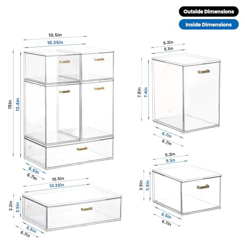 LALOBLUE Stackable Clear Acrylic Drawer Baby Bottle Makeup Organizer - size: 2 Middle+2 Big+1 Long