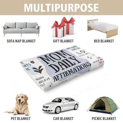 BaubleDazz New Mom Gifts Blanket, Mom Daily Affirmations(80" x 60") - color: Blue, size: 60*80IN