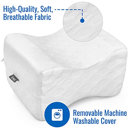 DMI Contoured Memory Foam Knee Wedge Pillow for Sleeping, Sciatica Pain Relief, Hip & Back Pain, Leg Pillow for Side Sleepers, Bed Positioner, White (Pack of 1)