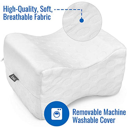 DMI Contoured Memory Foam Knee Wedge Pillow for Sleeping, Sciatica Pain Relief, Hip & Back Pain, Leg Pillow for Side Sleepers, Bed Positioner, White (Pack of 1)