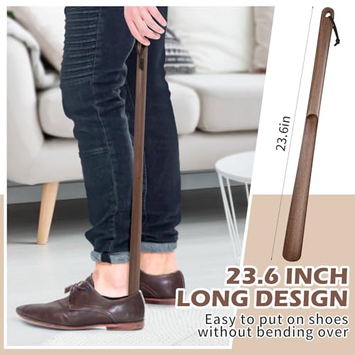 muso wood Long Handle Shoe Horn, 23.6 Inches - color: Walnut