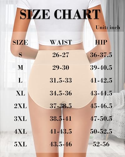OLIKEME Cotton Underwear High Waisted Panties Full Coverage Underpants Soft Strech Ladies Briefs for Women Multi Pack - color: Beige-5 Pack, size: Medium