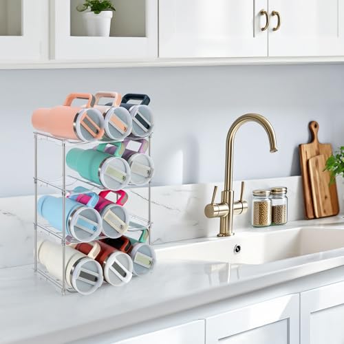 Sbosbo Water Bottle Organizer, Stackable Bottle Storage Rack, 4 Pack Water Bottle Holder for Kitchen Fridge Cabinet Organization and Storage, Plastic Wine Rack/Drink Bottle Holder (2 Pack - Hold 6) - size: 2 Pack - Hold 6