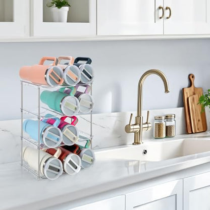 Sbosbo Water Bottle Organizer, Stackable Bottle Storage Rack, 4 Pack Water Bottle Holder for Kitchen Fridge Cabinet Organization and Storage, Plastic Wine Rack/Drink Bottle Holder (2 Pack - Hold 6) - size: 2 Pack - Hold 6