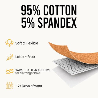 Precut Kinesiology Tape w/Tin, 40 Strips, 2"×10", Caramel - color: Caramel