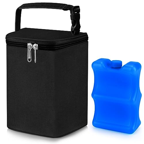 Accmor Breastmilk Cooler Bag with Ice Pack, Baby Bottle Cooler Bags, Insulated Bottle Cooler Tote Bags On The Go, Fits 4 Large 8oz Bottles, for Nursing Mom Daycare Travel, Black - color: Black