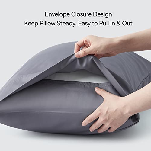 BEDELITE Cooling Pillow Cases for Hot Sleepers & Night Sweats, Rayon Derived from Bamboo, Grey Pillow Cases Queen Size Set of 4, Breathable and Silky Soft Envelope Pillowcases (20"x30") - color: Grey, size: 4 Pack Queen（20"X 30"）