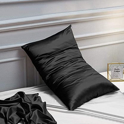 NTBAY Queen Satin Pillowcases, Set of 2, Black - color: Black, size: 2 x Queen (20 x 30 Inches)