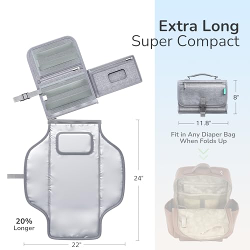Alatino Portable Diaper Changing Pad, Wipe Clean, 24x22,Austere Grey - color: Austere Grey