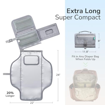 Alatino Portable Diaper Changing Pad, Wipe Clean, 24x22,Austere Grey - color: Austere Grey