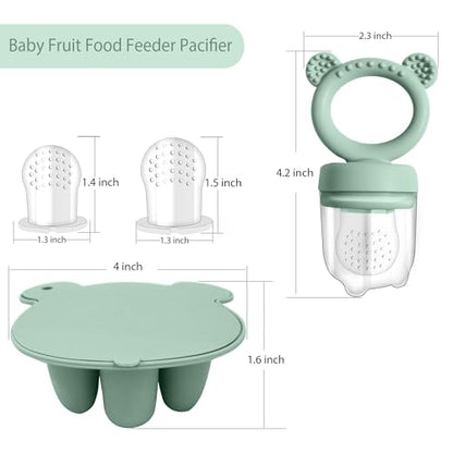 BigSpinach Silicone Baby Food Freezer Tray with Teething Popsicle Molds - Baby Fruit Feeder and Breastmilk Teether Combo - color: Green