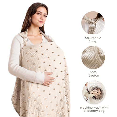 Konssy Muslin Nursing Cover Up for Breastfeeding with Rigid Hoop - color: Sun