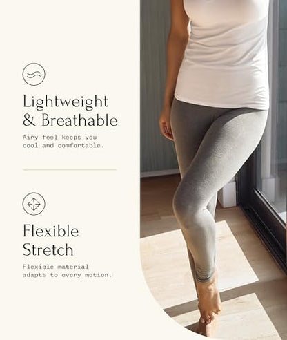Felina Cotton Modal Leggings, Extra Lightweight Legging for Women - color: Medium Heather Grey, size: Large