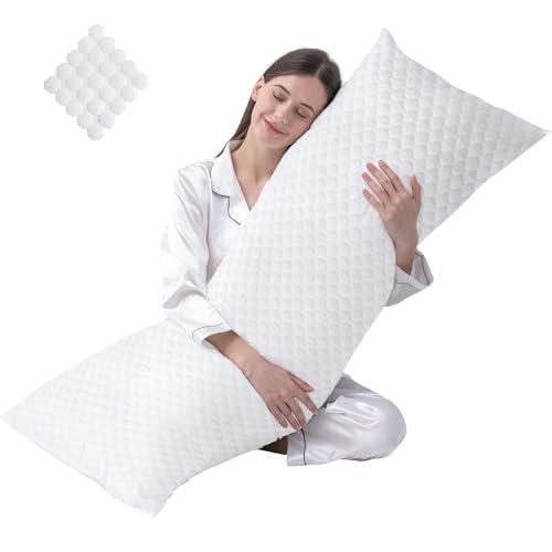 DOWNCOOL Full Body Pillow for Adults- Ultra Soft Long Bed Pillow with Removable Cover Cooling Breathable, Polyester Microfiber Large Body Pillow, 20x54 inch (with Cover) - color: Off White, size: With Cover