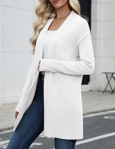 Zeagoo Cardigan Sweaters for Women Open Front Cardigans Long Sleeve Sweater - color: White, size: Large