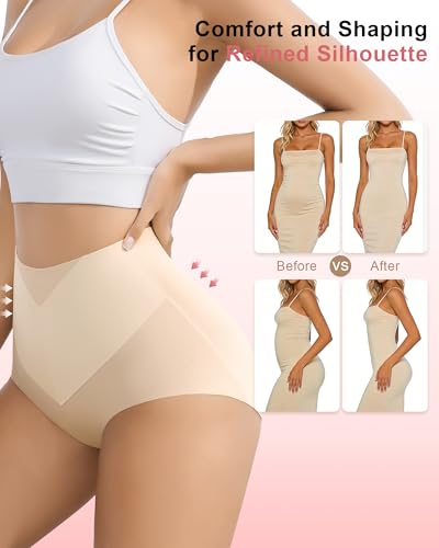 J-pone Tummy Control Underwear High Waisted Seamless Womens Underwear Full Coverage Butt Lifting Panties for Women 4 Pack - size: Medium