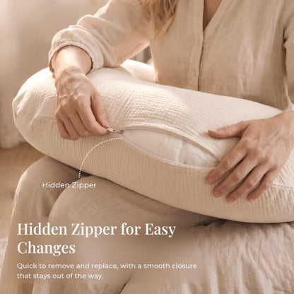 Konssy Muslin Nursing Pillow Covers, Soft Cover for Breastfeeding Pillows - color: Oat
