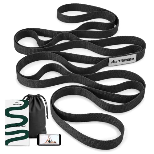 Trideer Stretching Strap with Loops for Physical Therapy,Non-Elastic - color: Onyx Black