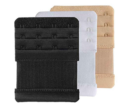 SAMGU Bra Extenders 4 Hooks Women's Soft Stretchy Bra Extension Strap, 3 Pieces - color: White,black,skin Color, 4 Hook 3/4 Inch