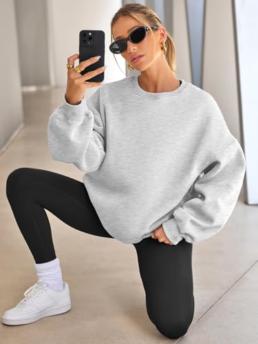 EFAN Womens Oversized Sweatshirts Crewneck Casual Lounge Fall Outfits 2026 - color: Grey, size: Medium