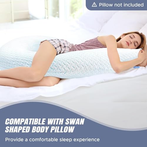 Swan Shaped Body Pillow Cover Fabric, Long Pillow Case, Blue, 1Pack - color: Blue
