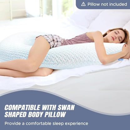 Swan Shaped Body Pillow Cover Fabric, Long Pillow Case, Blue, 1Pack - color: Blue