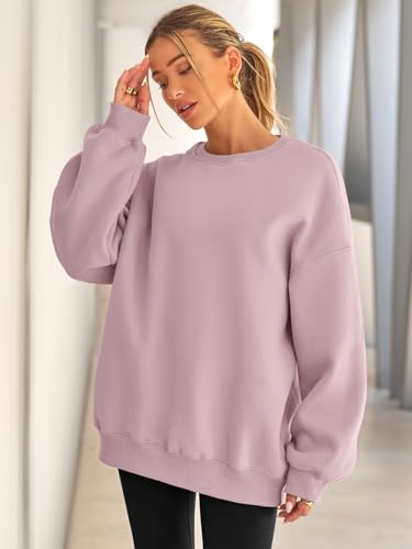 EFAN Womens Oversized Sweatshirt Crewneck Sweater Casual Fall Outfits 2026 - color: Darkpink, size: Small