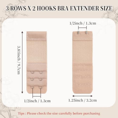 QIUTIMIY Women's Bra Extenders 2 Hooks & 3 Hooks & 4 Hook Bra Extensions Soft Comfortable Stretchy Back Bra Strap Extender - color: 3pcs-spacing 1/2inch-style 2