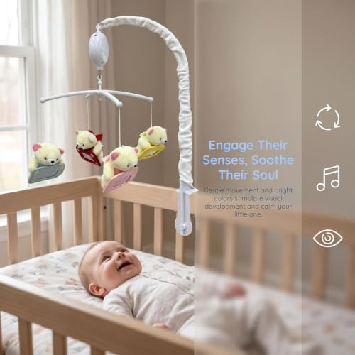 Baby Crib Mobile with DIY Photos Display for Girl Mobile Musical