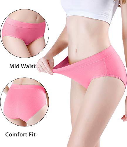 wirarpa Women's Underwear Cotton Mid Waisted Ladies Panties Full Coverage Briefs 4 Pack (Regular & Plus Size) - color: Multicolor03-4 Pack, size: X-Small
