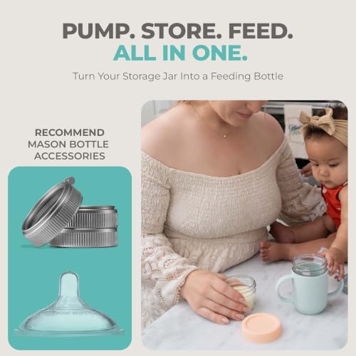 Mason Bottle Glass Breastmilk Storage Jar Set with Lids, 8-Pack, 4oz & 8oz - size: Mixed Jar Set (8 pack)