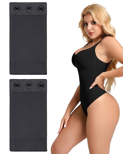 Women Bodysuit Extender Adjustable Snap Crotch Add Length To Crotch Extender(Not suitable for metal clasp) - color: Black-（2pc,3 Plastic，4" Length）