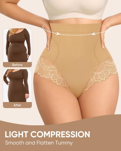 Women's Underwear High Waisted Tummy Control Lace Panties 4 Pack - color: Multicolor, size: X-Large