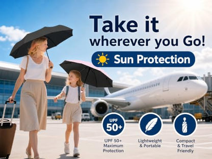 BAODINI Mini Travel Umbrella with UV Sun Protection, Compact Pocket-Size - color: A-1 Pack Black