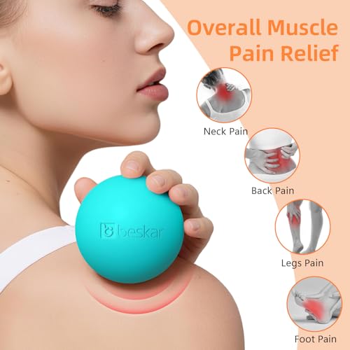 BESKAR Foot Massage Roller Navy Blackish Green & Massage Lacrosse Ball Green