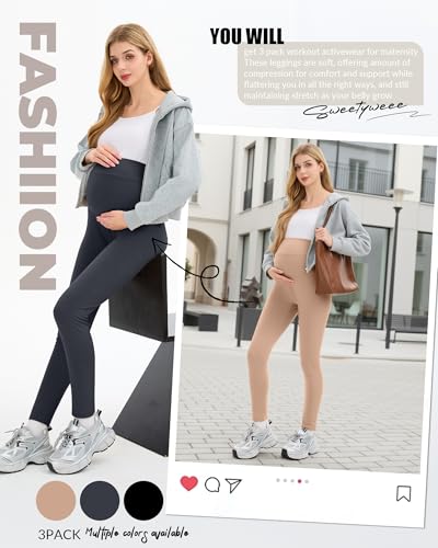 3 Pack Women's Maternity Lounge Pants - color: Black, Charcoal Gray, Khaki, size: Small