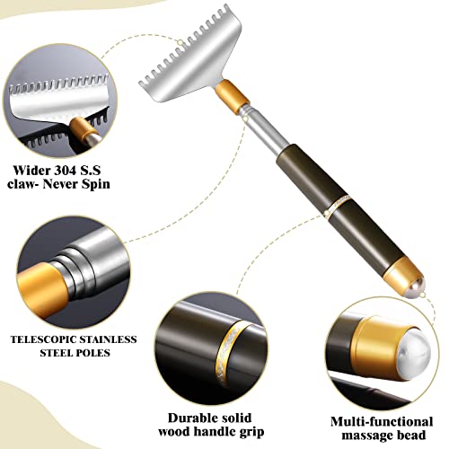 Back Scratcher with 2Pcs Replaceable Claws & Massage Roller - color: Brown-02