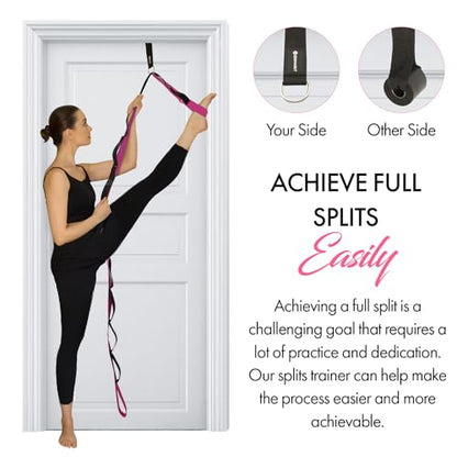 10-Loop Yoga Strap with Door Anchor for Stretching & Flexibility - color: Purple