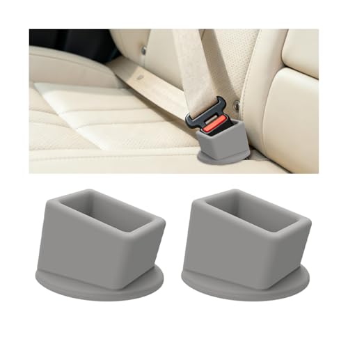 2PCS Car Seat Belt Buckle Holder, Silicone Vehicle Rear & Front Seatbelt Buckle Booster for Easy Access, Automotive Interior Safetybelt Fixer Cover, Universal for SUV Sedan Truck (Gray) - color: Gray