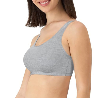 Hanes Women's Racerback Cotton T-Back Bralette (3 Pack) - color: Concrete Heather/Isle Green/Moonlite Heather, size: X-Large