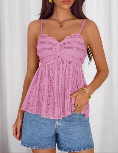 ZESICA Womens Summer Spaghetti Strap Going Out Tank Top - color: Pink, size: X-Large