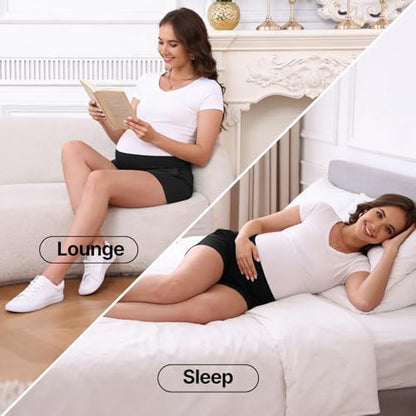 Eileithyia Women's Maternity Lounge Shorts with Pockets Cooling Summer Maternity Clothes Pregnancy Must Haves - color: 1pc Black, size: Small-Medium