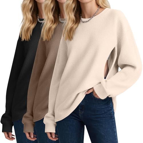 Oakgarden 3 Pack Women's Oversized Nursing Tops - color: Cream White, Coffee, Black, size: X-Large