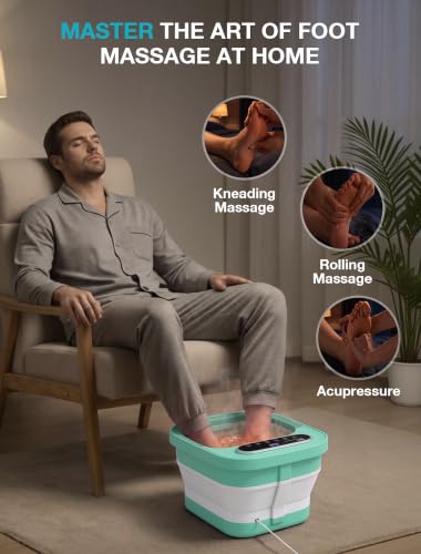 ALLJOY Foldable Foot Soaking Tub with Heat,Smart Touch Screen Foot Bath Spa - color: Green